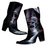 Antonio Melani  Floral Embossed Leather Square Toe Cowboy Heeled Boots Size 8.5 Photo 0