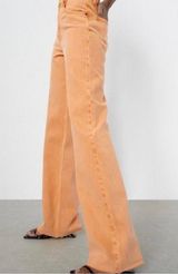 Zara High Rise Wide Leg Full Length Raw Hem Jeans ❤️ Photo 0