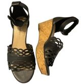 Isaac Mizrahi Live! Black Leather Wedge Sandals - 9 Photo 0