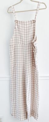 Lou & grey Linen Gingham Plaid Overall Jumpsuit Photo 0