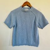 Basic Editions  VINTAGE Blue Short Sleeve Knit Sweater  Photo 0