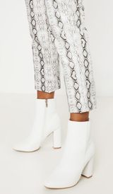 Boohoo White Faux Leather Booties Photo 0