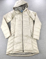 Columbia Karis Gale Long Hooded Puffer Jacket Off White Winter Coat Sz Small Photo 0