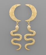 Gold Snake Moon Statement Earrings Photo 0