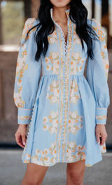 Beulah Tuckernuck Leila Floral Mini Button Down Dress Puff Sleeve Size S READ Photo 0