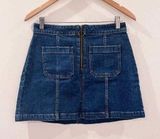 Madewell Denim Mini Skirt Size 28 Women's Dark Blue Wash Zip Fly Photo 0