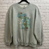 Vintage Gray Pullover Crew Neck Michigan Lighthouse Map Sweater Size XL Photo 0