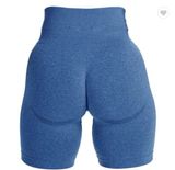 Blue Seamless Contouring Biker Shorts Photo 0