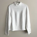 J.Crew Womens Cotton Knit Long Sleeve Mock Neck Sweater Top White Size Medium Photo 0