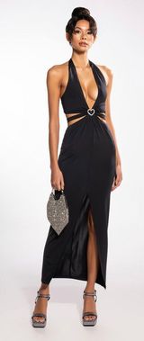 Akira DREAMER MAXI HALTER TOP DRESS IN BLACK Size XS SHOP Photo 0
