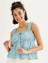 Blue and White Tank Top Blouse Rewind Photo 0