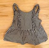 ZARA Checkered Print Top Photo 0