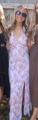 Pink Floral Maxi Dress Francesca's Size S  Photo 0