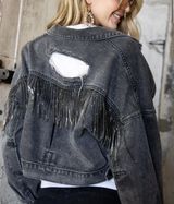 Blue B Black Jean Jacket Size M Photo 0