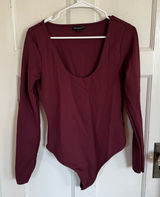 Good American Burgundy Scuba Scoop bodysuit size large Photo 0