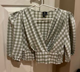 ZARA Plaid Balloon Sleeve Crop Blouse Photo 0