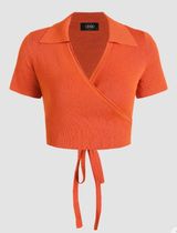 Cider Orange V-Neck Tie Back Top Photo 0
