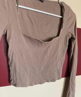 Long Sleeve Square Neck Crop Top Photo 0