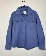 Avec Les Filles Periwinkle Blue Barn Coat Shacket Sz XS Thick Felt Feel Pockets Photo 0