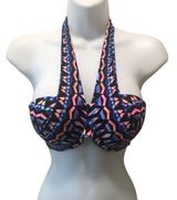 Pink Victoria’s Secret VS Push Up Bikini Top Sz. M Black Blue Pink Halter Style Photo 0