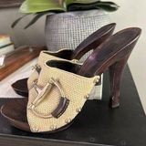 Gucci Sand Tess D. Gomma High Heel Slides Lifford Beige Womens Size 6 Photo 0