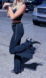 Guess Jet Black High Waisted Fit And Flare Pants - Bell Bottoms Photo 0