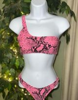 TRIANGL Pink and Black Snake Skin Bikini Size Small Photo 0