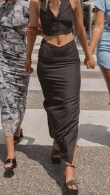 Riley Hubatka x  Black Disco Disco Maxi Skirt - Noir Side Slit Size 2 Photo 0