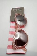 NWT Falls Creek Pink Sunglasses & Pink & White Striped Pouch Photo 0
