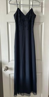Navy Evening Gown/Prom Dress Blue Size 4 Photo 0