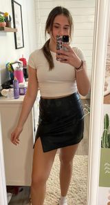 Black Leather Skirt Size M Photo 0