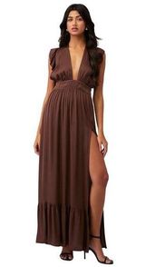 STILLWATER What If Maxi in Chocolate Large Womens Long Dress Photo 0