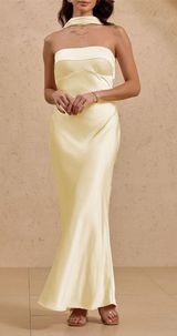 Amazon Satin strapless maxi dress formal wedding yellow Photo 0