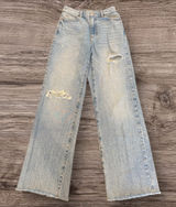 GARAGE Jambe Large Wide Leg Distressed Light Wash Jeans Size 5/27 Photo 0