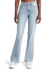 BP NWT Rhinestone Jewel Sparkle Flare Jeans in Vintage Light Size 27 Photo 0