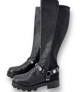 Karl Lagerfeld  Milla Rhinestone Embellished Tall Chunky Lug Sole Boots Sz 6 Photo 0