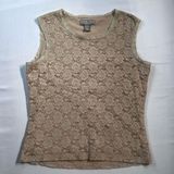 Kate Hill Vintage 90's  Womens Petite brown tan rose floral lace lined tank Sz M Photo 0