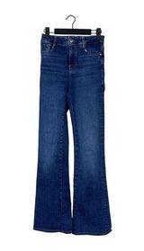 ZARA High Waisted Straight Slim Cut Full Length Flared Wide Leg Boot Cut 2 Blue Photo 0
