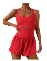 Red Athletic Workout Romper Photo 0