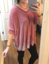 Oversized Red V Neck top Size L Photo 0