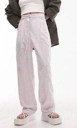 NEW Topshop Linen-Blend Tapered Pants in Lilac Size 2 Photo 0