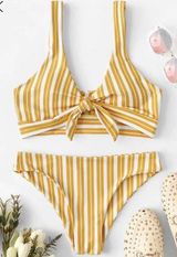 SheIn Yellow Stripped Bathing Suit Photo 0