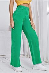 SheIn Green Solid Straight Leg Jeans Photo 0