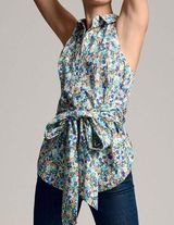 Anthropologie  Maeve Tie-Front Floral Sleeveless Top Women's Medium Cut Out NWT Photo 0