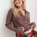 Aerie Road Trip Long Sleeve Henley Ribbed Top Size XL Photo 0