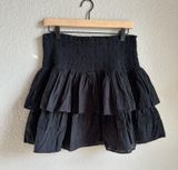J. Crew Black Smocked Ruffle Mini Skirt Photo 0