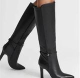 Reiss Caitlin Leather Knee High Boots Black Leather Size 39 Photo 0