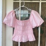 Revolve  the Label Smocked Puff Sleeve Savina Top Pink  XL Photo 0