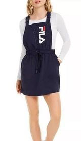 FILA Navy Queen Overalls Dress Nylon Streetwear Spell out Photo 0