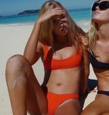 Bianca Red Smocked Scoopneck Swim Bikini Top Photo 0